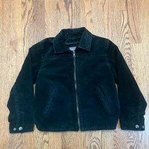 Wilsons Leather Kids Jacket Youth Medium Black Genuine Leather Suede Zip Bomber